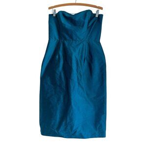 Simple Silhouettes New York Womens 100% Dupioni Silk Strapless Dress Sz 8 Teal